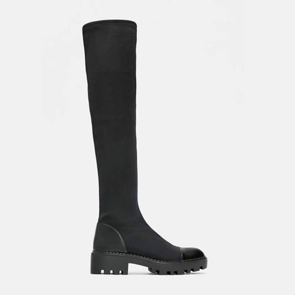 

boots 2021 over the knee slim stretch high platform winter women long shoes sock, Black