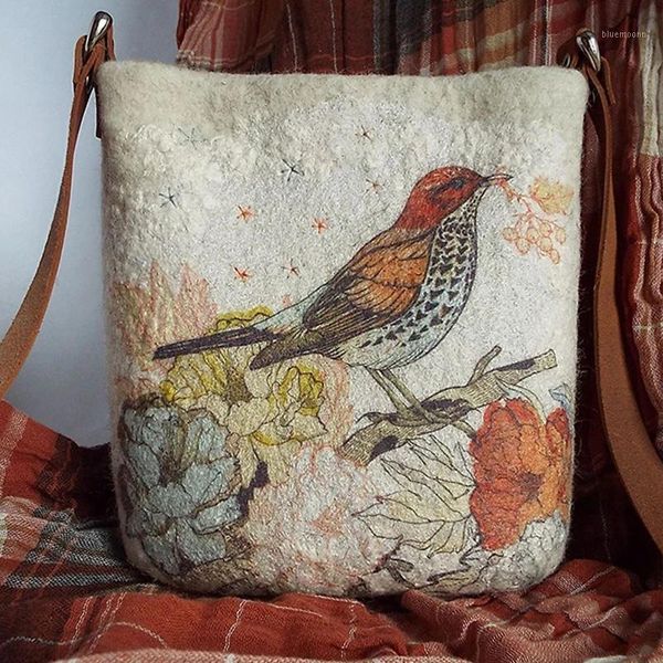 

antique bird print ladies bag landscape painted color retro fashion handbag large capacity underarm bags female2020 pillow shape1
