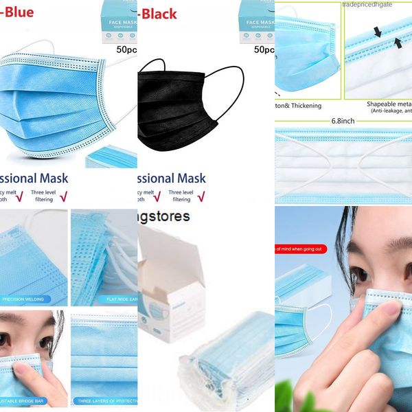 

earrings mqkjn dust 3-layer disposable masks with elastic 95 melt-blown designer mask laye 51mq