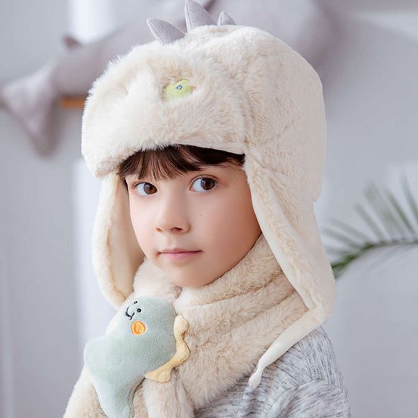 

hat autumn and super cute scarf one baby korean set men's winter 2020 girl's ear cap, Red;brown