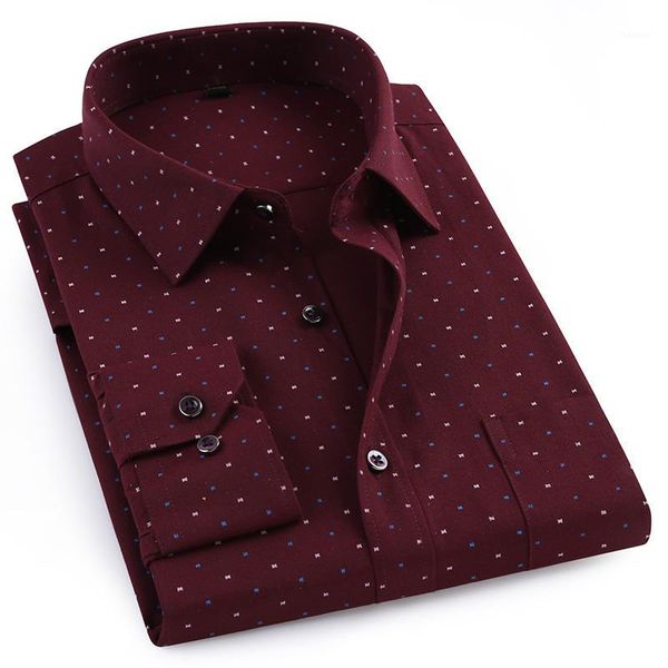 

men's regular-fit oxford cotton print dress shirts patch chest pocket smart casual long sleeve shirt for beach party holiday1, White;black