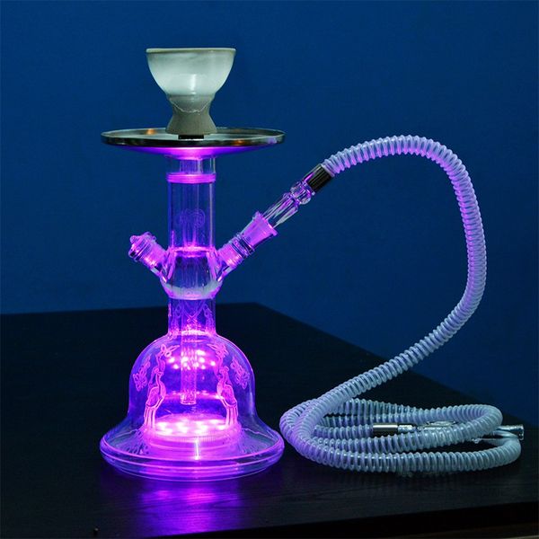 

2020 acrylic hookah pipe set nagel frette with led light bowl hose spring charcoal tongs smoking