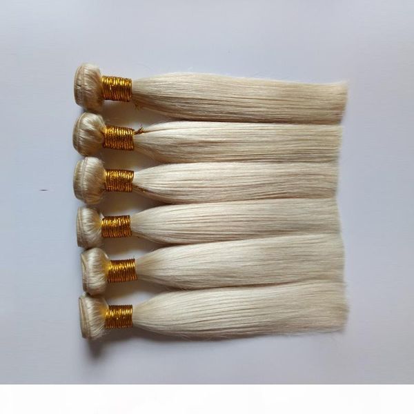 

brazilian blonde silky straight virgin hair weaves #613 russian blonde color can be dyed human remy double hair weft in stock, Black