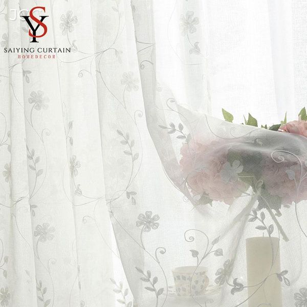 

white floral tulle curtains for living room korean sheer voile curtains for bedroom window screening kitchen customized made