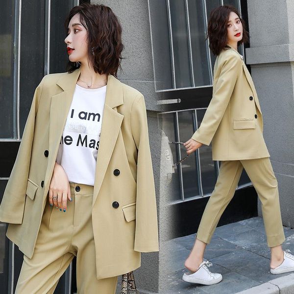 

double breasted women fashion korean suit casual formal business clothe neon suit office blazer tuxedo conjuntos clothing eg50xf, White