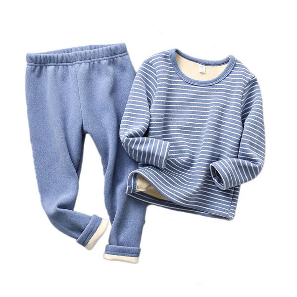 

brand winter kids pajamas sets warm pyjamas for boys thicken girls sleepwear 2-12years fleece baby thermal underwear 201104, Blue;red