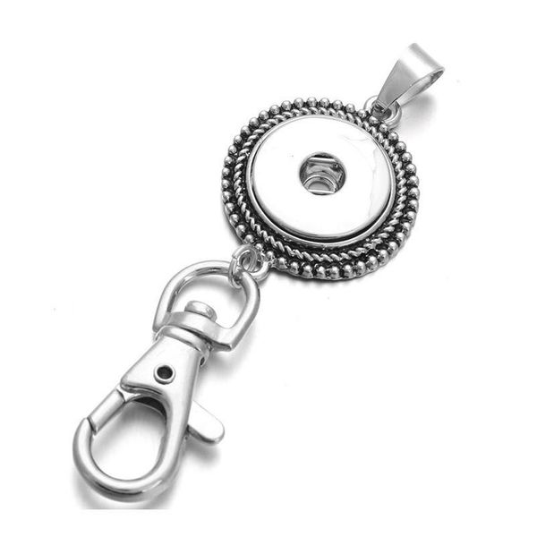 

new snap jewelry 18mm metal round snap button keychains keyring pendant layard for women gi qylzke, Silver