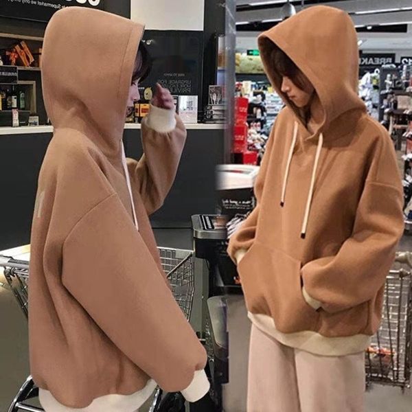 

autumn and winter suit harlem sweater loose and thin leisure sports suit solid color plush sweater harlan pants two piece set female student, Gray