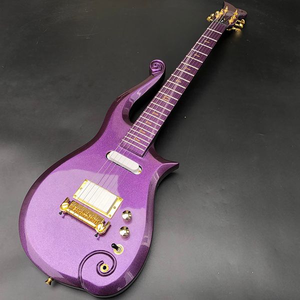 

new 6-string electric guitar, basswood body, maple fingerboard, purple body with gold hardware, real ps,