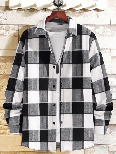 

men plaid shirt without tee s2t1#, White;black