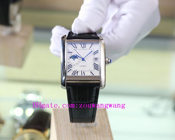 

2020 tank mc men watches moon phase joker leather wristwatches classic square mens watch d3010, Slivery;black