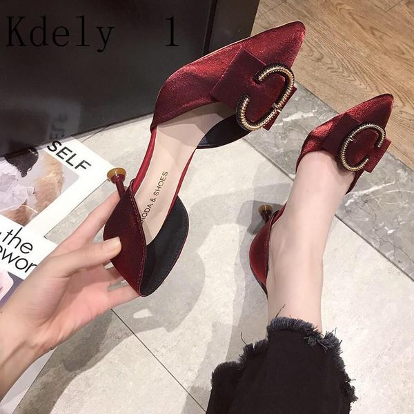 

fashion delicate sweet silk high heel shoes side hollow pointed women pumps pointed toe thin metal dress shoes, Black