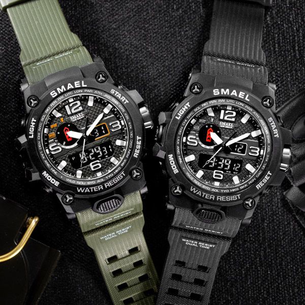 

wholesale 2021 new smael quartz ditigal mens watch high school student mens watches green rubber sport watches a05a4, Slivery;brown