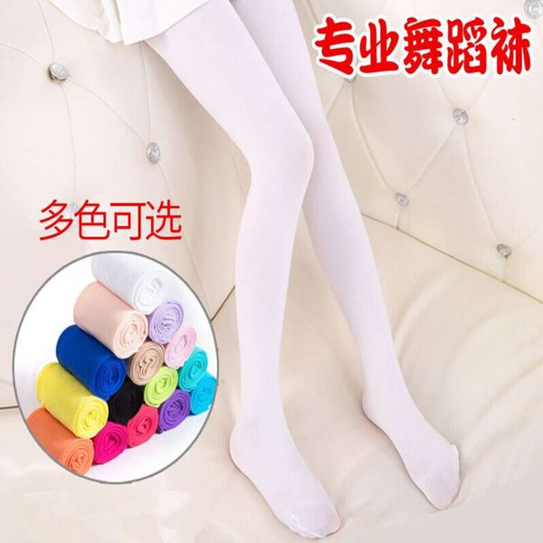 

2021spring and summer white velvet girl's pantyhose high elastic dance socks children's leggings baby's flesh colored silk st, Black
