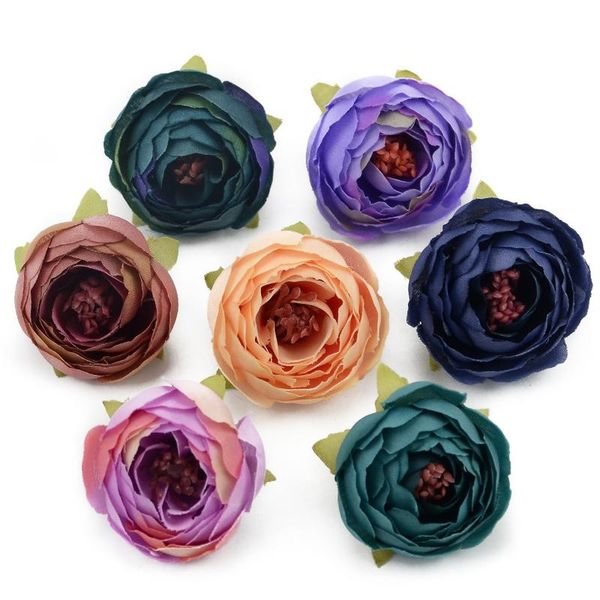 

5pcs 4cm mini silk rose bud artificial scrapbooking flower head for wedding decoration diy wreath gift craft flower acc bbyred