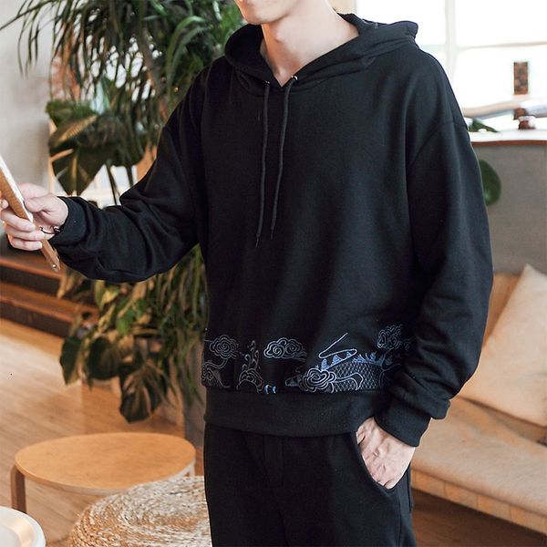

Hooded 2021 Spring Autumn Embroidered Male Sweatshirt Hoodie 9b3p, Black