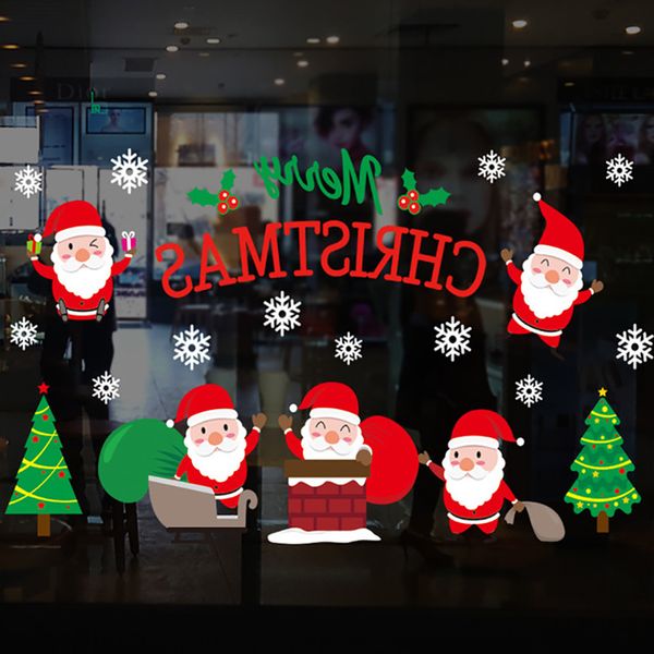 

diy merry christmas santa claus deer xmas tree snowflake wall window stickers ornament navidad 2020 new year decor noelnew