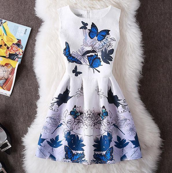 

brand new women's fashion clothing office lady summer dress party sleeveless vintage print a line vest dress vestidos, Black;gray