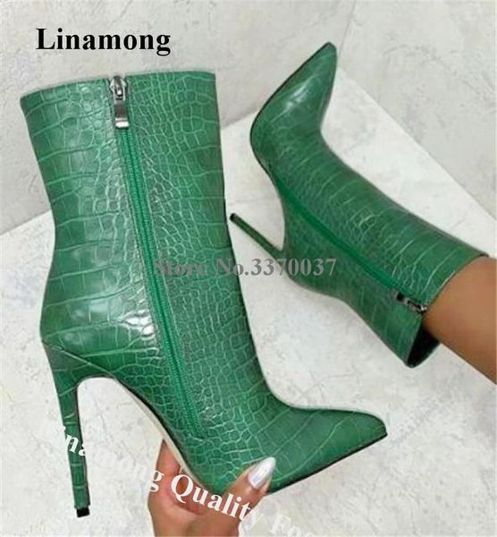 

boots linamong est pointed toe snake leather stiletto heel short grey black pink zipper-up high ankle booties big size