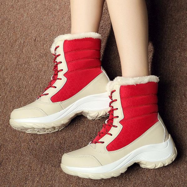 

women boots non-slip waterproof winter ankle snow boots women platform winter shoes with thick fur botas thigh high runing, Black