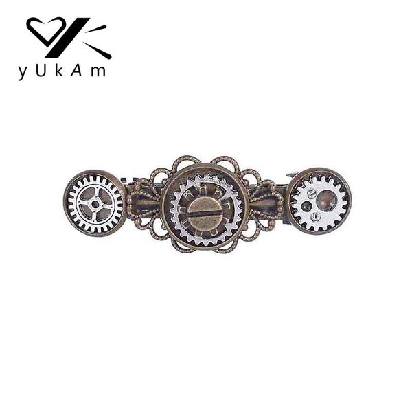 

hair clips & barrettes yukam steampunk gears metal jewelry delicate pins decorations headdress for women head accessory, Golden;silver