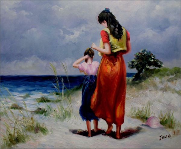 

beach strolling home decor handpainted & hd print oil painting on canvas wall art canvas pictures , f2012030