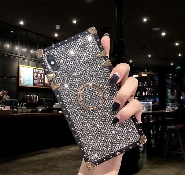 

glittering sequins square box back cover case for iphone 11 pro max bbyont bdepack2001
