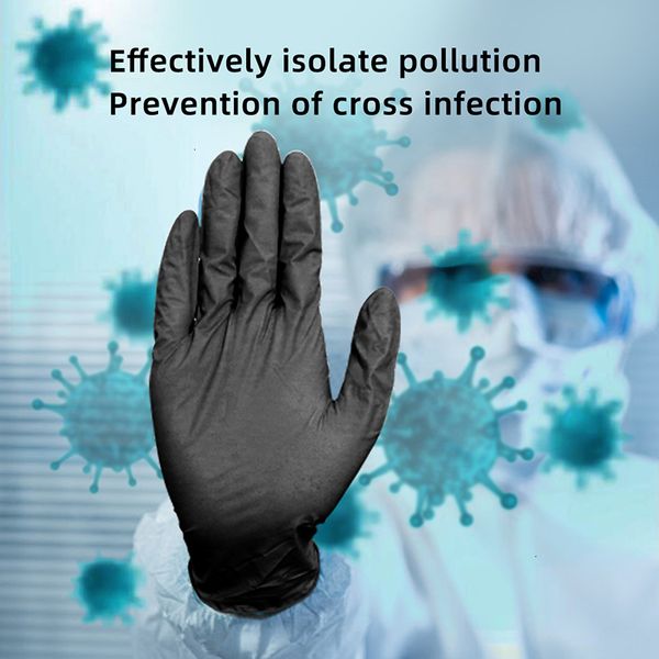 

food disposable grade black allergy waterproof 6pcs/lot work safety nitrile gloves mechanicoutlet0pbx