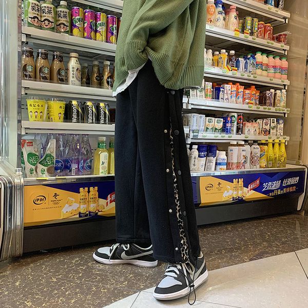 

2021 man warm thickened winter new men's sports graphic printed trousers casual oversize streetwear pants 4l3h, Black
