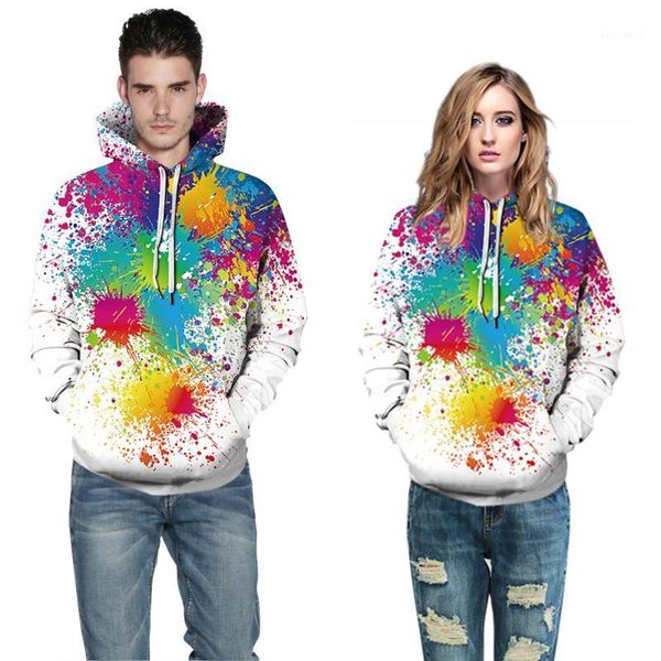 

color ink art hoodie couple men sweatshirt 3d print tracksuit male long sleeve hooded casual women hoodies streetwear pocket1, Black