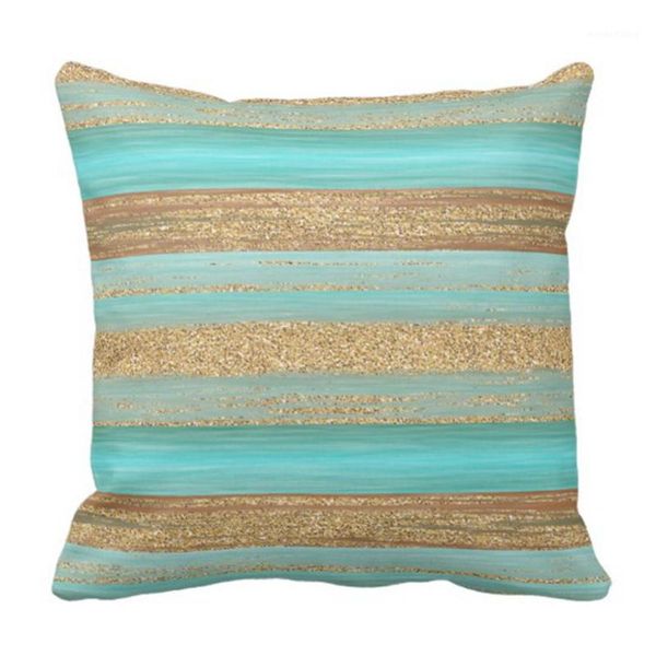 

pillow cover green elegant modern turquoise faux stripes pattern artistic pillow case home square pillowcase1
