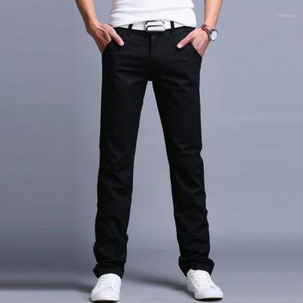 

new brand spring summer men's straight slim casual pants youth popular mid waist youth men's pants1, Black