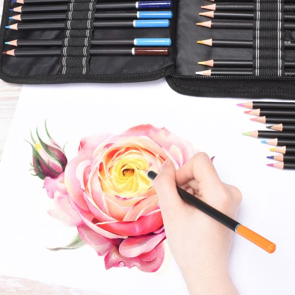 

95pcs oil colored pencils set sketch soft core professional art supplies for adults artist drawing coloring with portable case