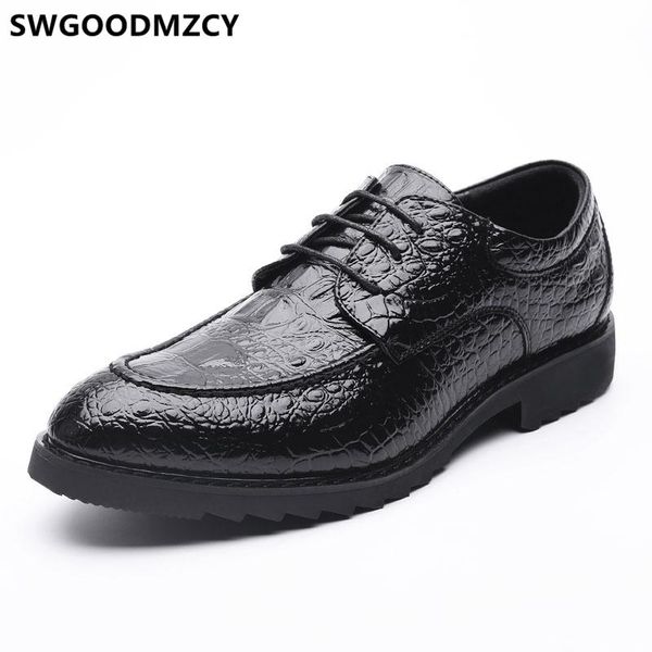 

crocodile shoes men office italian brand oxford shoes for men coiffeur classic formal wedding dress erkek ayakkabi, Black
