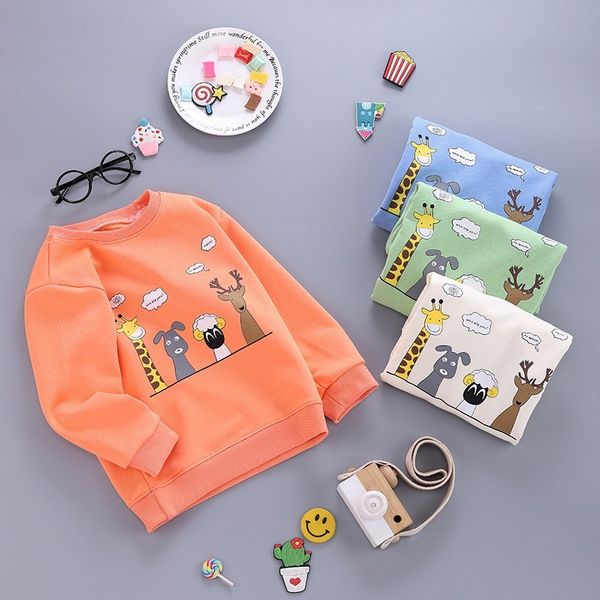 

autumn clothing children's sweater cartoon animals new toddler baby boy long sleeve pullover kids girls crew neck t-shirt, Blue;gray
