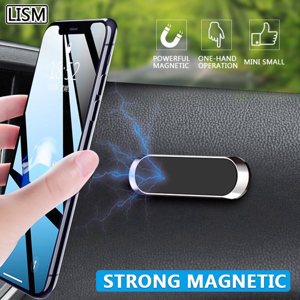 

magnetic car phone holder dashboard mini strip shape stand for iphone samsung xiaomi metal magnet gps car mount for wall