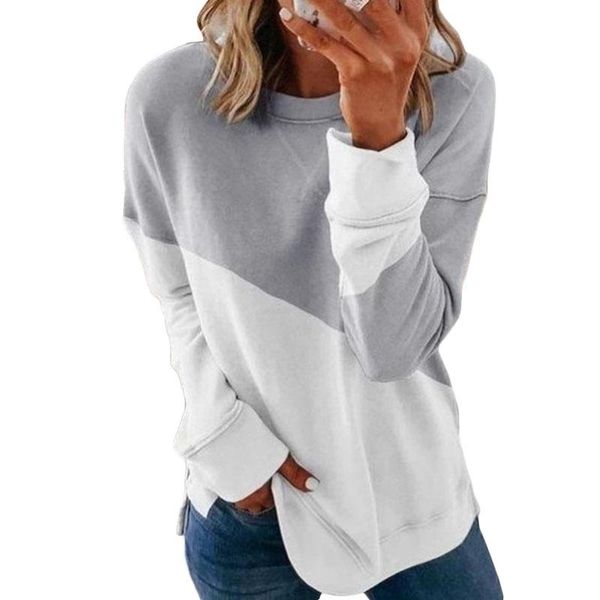 

patchwork t-shirt women long sleeve tee 2021 spring autumn t shirt women clothes female o-neck tee harajuku mujer camisetas, White