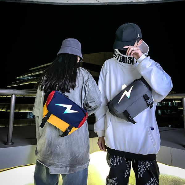 

chest bag reflective waist bag pack women oxford casual travel belt bag hip-hop chest pack large capacity chest phone pocket c1026