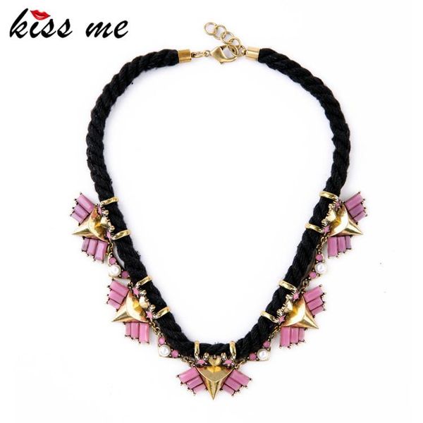 

unusual acrylic lace collar pure manual weaving rope choker necklace factory wholesale, Golden;silver