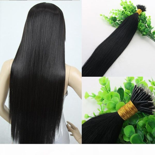 

natural color black straight hair 9a brazilian hair extensions 14inch-26inch 100strands 100gram nano ring human hair extensions