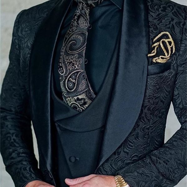 Szmanlizi мужские свадебные костюмы итальянского дизайна на заказ черные курить смокинг куртка 3 штука жениха трязённые костюмы для мужчин 201106