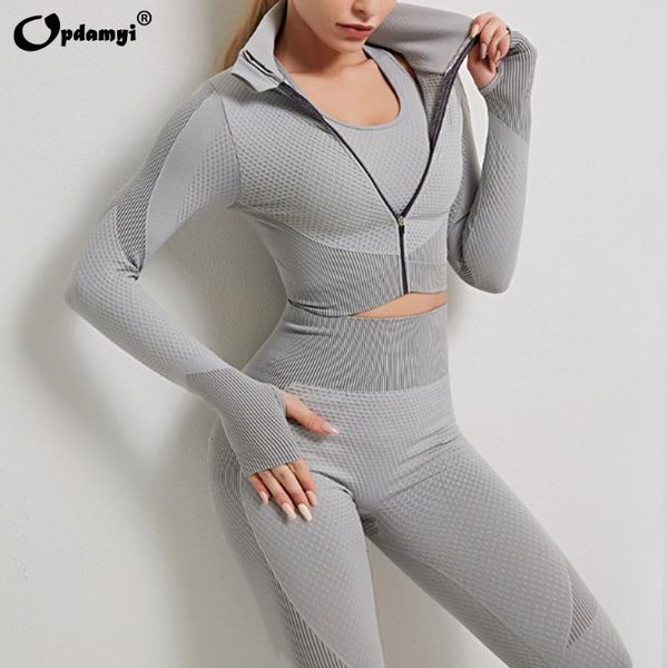 

yoga outfits women set gym clothing fitness running sportswear jacket +hight waist leggings suit seamless workout pants suits, White;red
