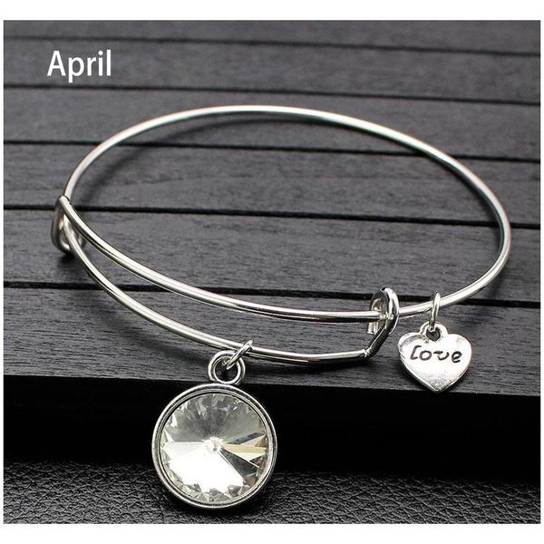 

selling fashion usa birthstone pendant charms expandable wire adjustable bangle bracelets for women men lucky j sqcgjc new_dhbest, Black