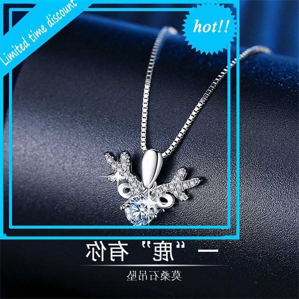 

fashion new one deer have you necklace mori's little fresh elk morsang stone pendant accessories women's gift, Silver