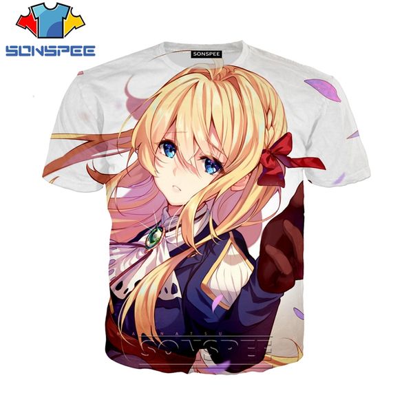 

anime violet evergarden 3d print shirts harajuku graphic aesthetic men clothing