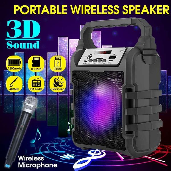 

portable speakers wireless bluetooth speaker sound box bass stereo subwoofer support usb/ tf card/ aux-in/ fm with microphone1