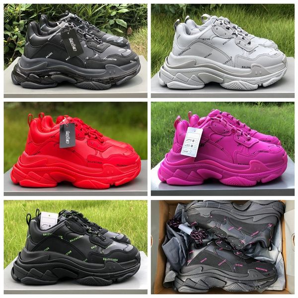 

мода париж 17fw тройной s тренеры лучшие качества тройной белый черный розовый синий mens женщины повседневная обувь платформа спорт кроссов, Black