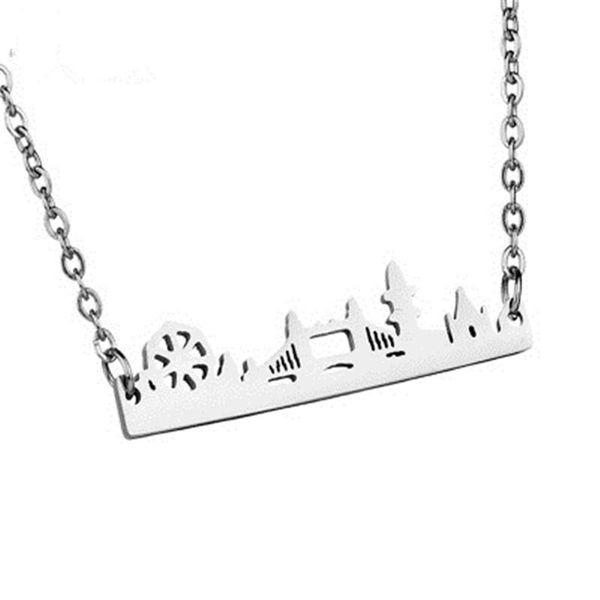 

pendant necklaces vintage fashion stainless steel urban landscape design necklace sydney skyline female accessories, Silver