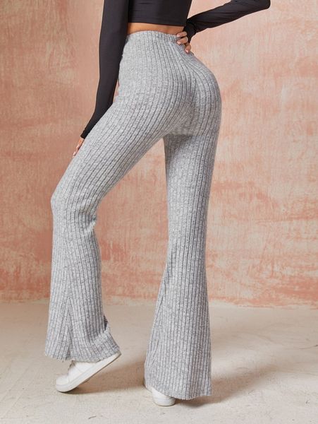 

ribbed knit flare leg pants s2uy#, Black;white