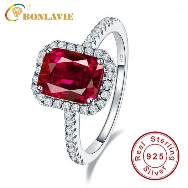 

geniune 925 sterling silver 3.6ct square cut blood ruby wedding engagement rings super shiny fine jewelry for bridal1, Golden;silver